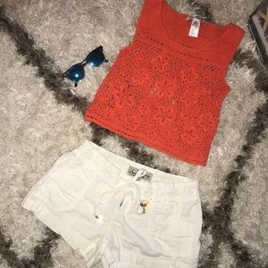Coral Crochet Crop Top